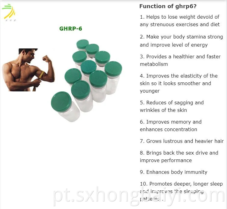 HBY Wholesale 99% de pureza peptídeos G-H-′R-′P-6 87616-84-0 para crescimento muscular